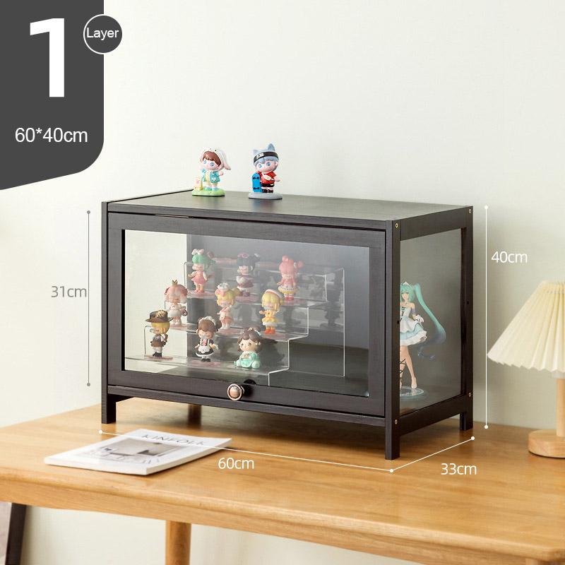 BEIDUOYANG Figure display cabinet, imitation glass, transparent dustproof display case, Lego toys, acrylic storage box, bookcase, shelf