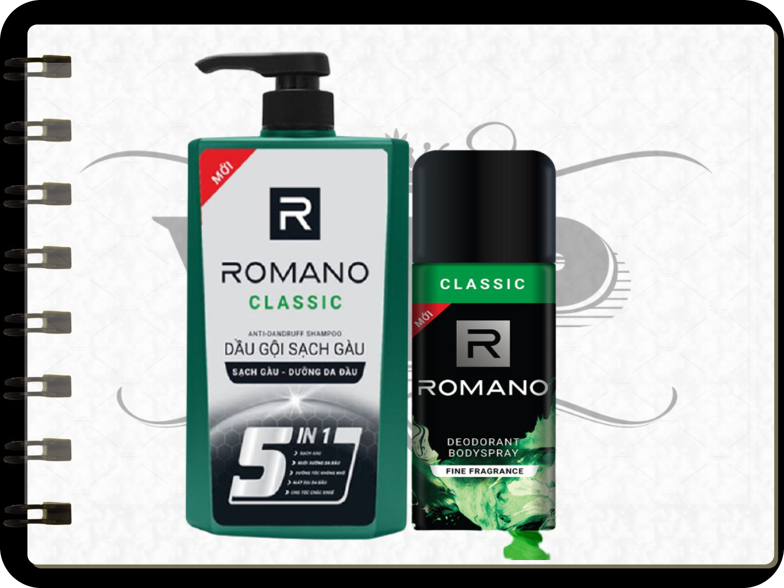 Romano combo dầu gội sạch gàu 650g và xịt khử mùi classic 150ml