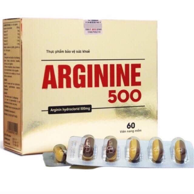 Arginine 500 giúp bổ gan, giải độc, bảo vệ gan - Hộp 60 viên