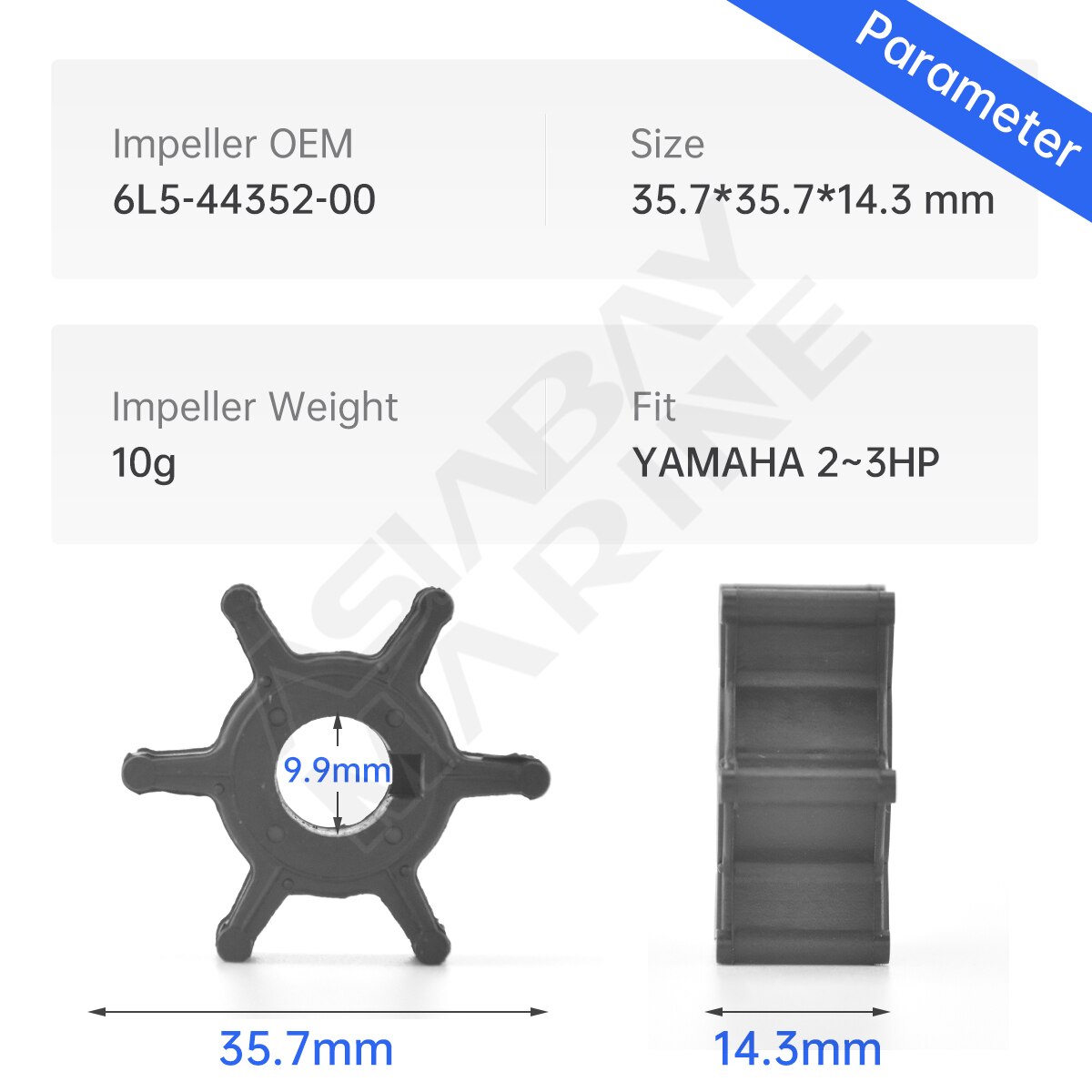 6l5-44352-00 water pump impeller for yamaha