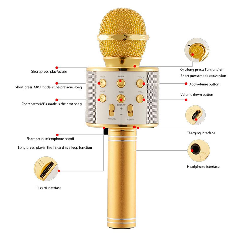 Micro Bluetooth W858 Micro không dây Ktv Karaoke Micro cầm tay