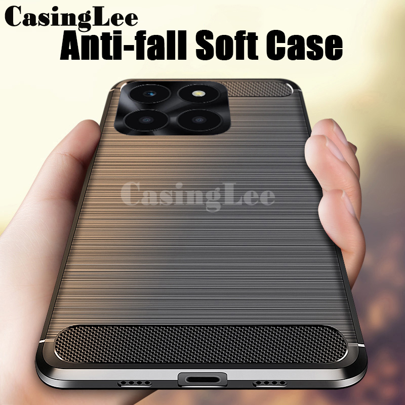 For Honor X6B case Carbon Fiber Soft TPU Silicone Anti-fingerprint Shockproof Business Protection Cover For Honor X6B Back Cover Phone Cases