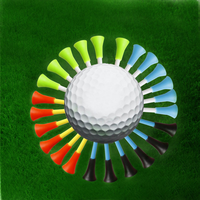 50pcs Golf Tools 83mm Multicolor Plastic Golf Tees Rubber Cushion Professional