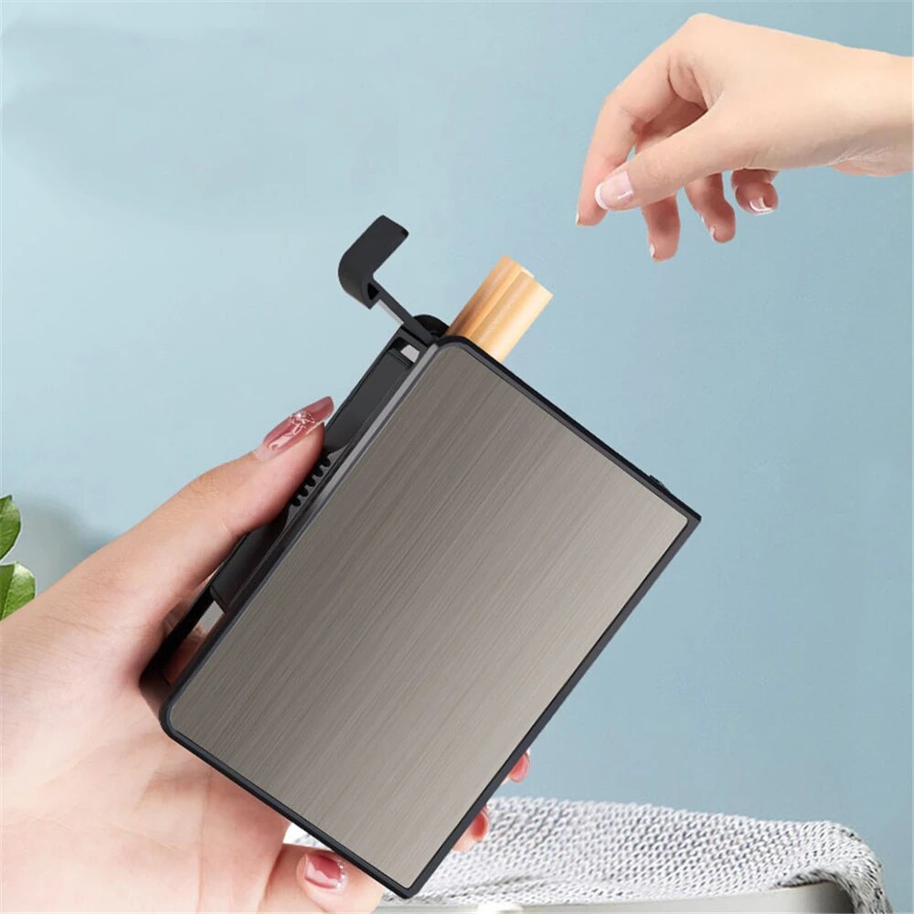 【Factory-direct】 New Automatic Case Hold 20pcs Cigarettes Portable Waterproof Moisture Proof Pocket Storage Box Tool.