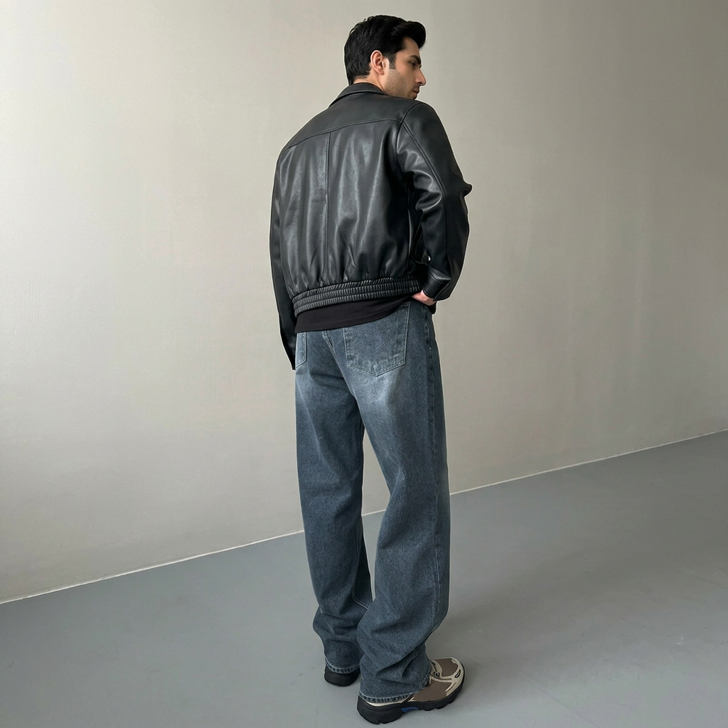 Wide Leg  Baggy Relaxed Straight Loose Bottom denim jeans pants for Men