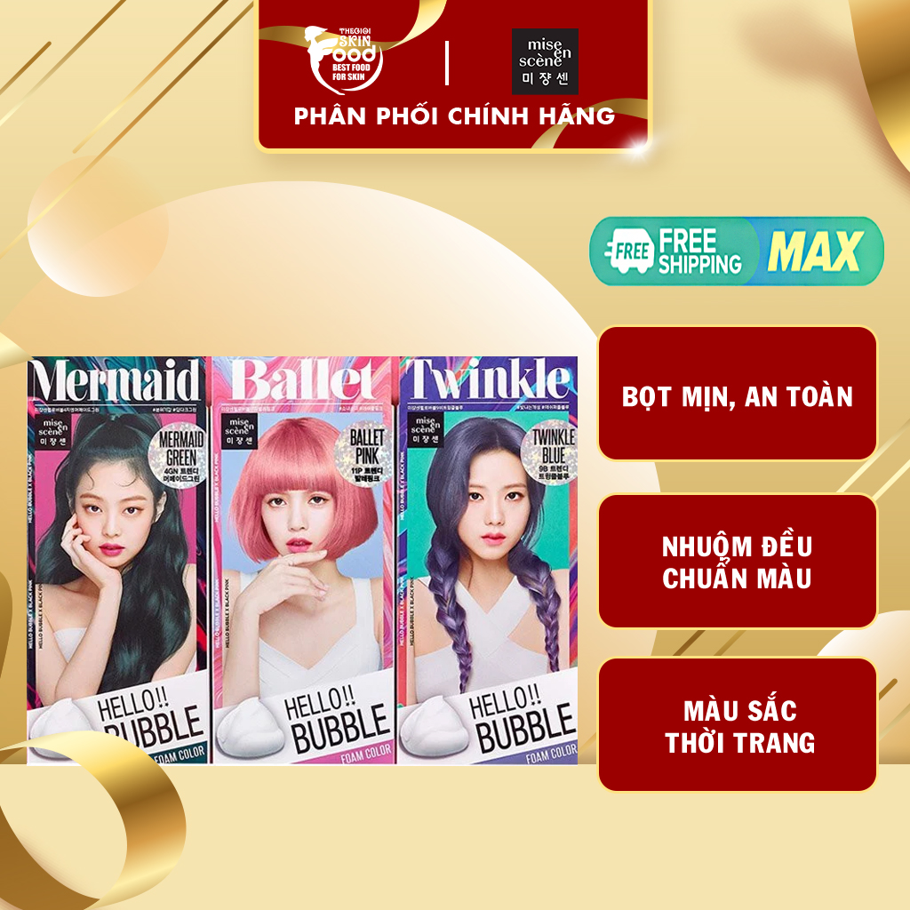 [Black Pink s Choice - Limited Edition] Gội Nhuộm Tóc Dạng Bọt Miseen Hello Bubble Trendy Color Limited Edition thumbnail