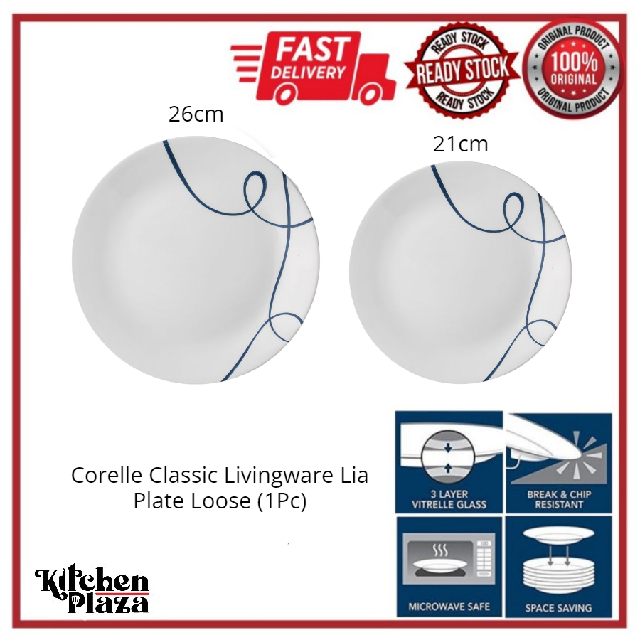 Loose) CORELLE Livingware Lia Plate (2 Types to Choose) Dinner