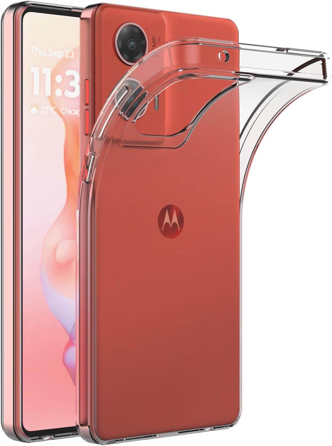 SEAHAI Cover per Motorola Moto G42, Custodia Protettiva Ultra Sottile ed Elegante in Silicone TPU Trasparente, Bello Modelli Colorful Cover Antiurto Case - Tulipano