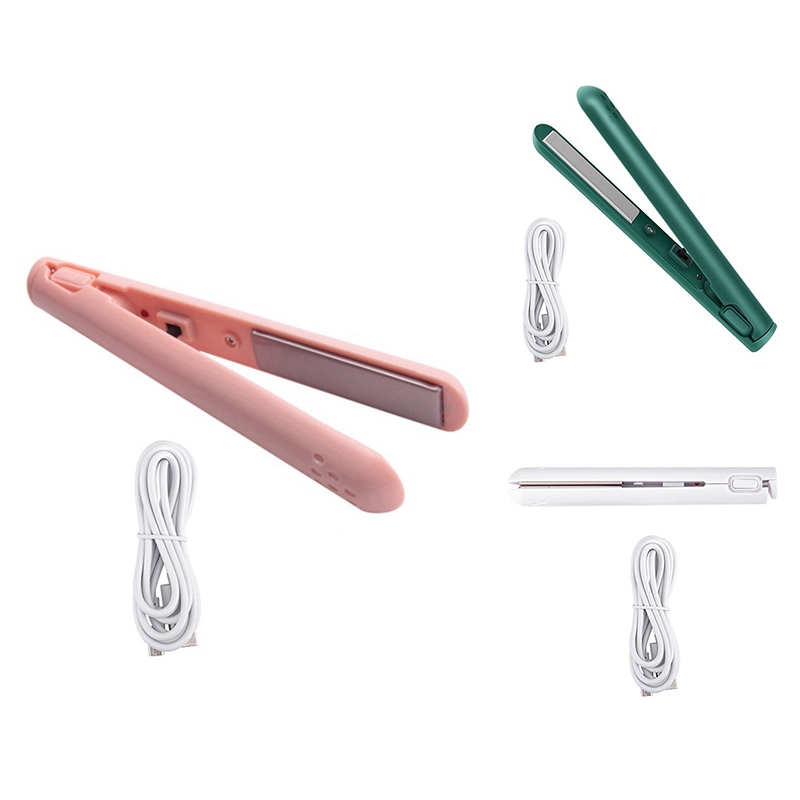 2 in 1 Dual- Hair Curler, Mini Hair Straightener, Travel Curling Iron,Portable Mini USB Hair Curler