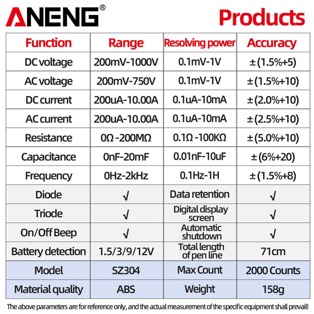 Đa năng kế kỹ thuật số auto-khác nhau, NCV vạn năng đa chức năng votage hiện tại Ohm dụng cụ kiểm tra 2000 đếm công cụ điện