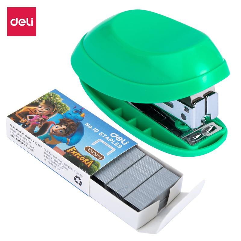 Dập ghim (#10) Deli - Xanh lá/Vàng/Hồng - 12 tờ - 1 chiếc - E0220