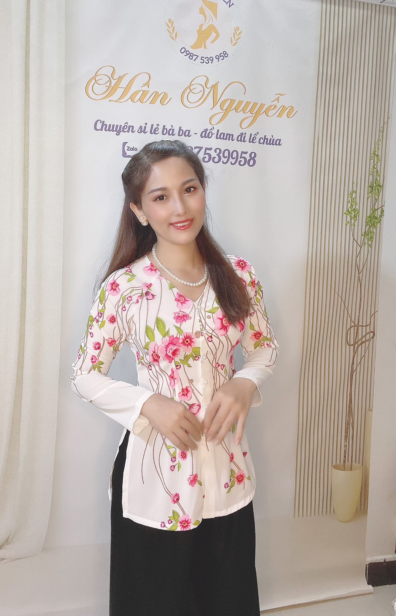 BÀ BA LỤA IN HOA N02( KÈM QUẦN)