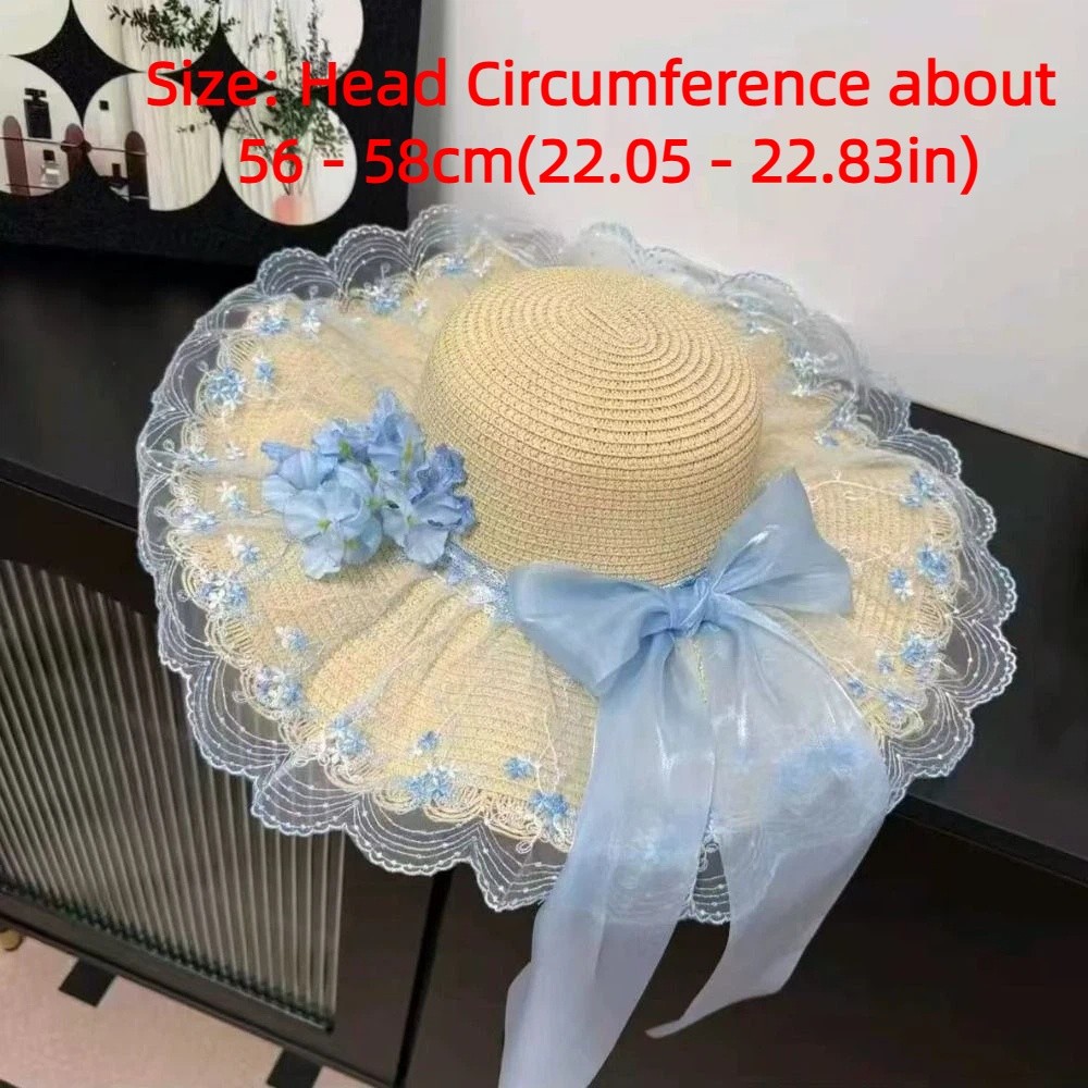 Lightweight%20Floral%20Design%20Woman's%20Straw%20Hat%20Breathable%20Sun%20Protection%20Cap%20UV%20Protection%20Elegant%20Women's%20Sun%20Visor%20Hats%20Summer%20Season%20-%20Image%202
