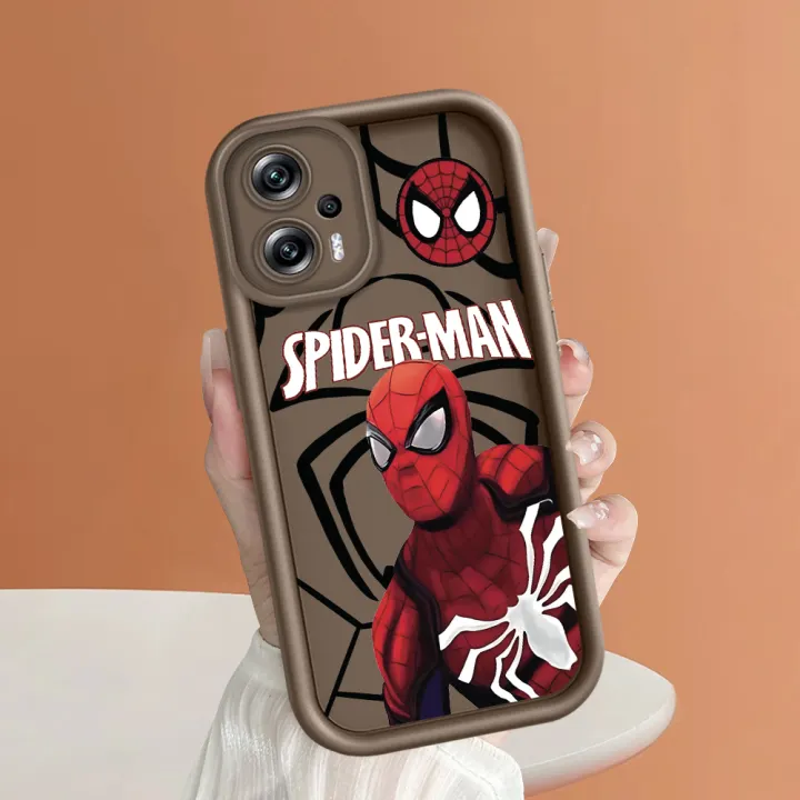 PMP Pipe Xiaomi Redmi 11T + Pro 4G Note 12 Turbo 5G soft silicon square staircase super hero Spider-Man fully wrapped Pattern Phone Tube for boy