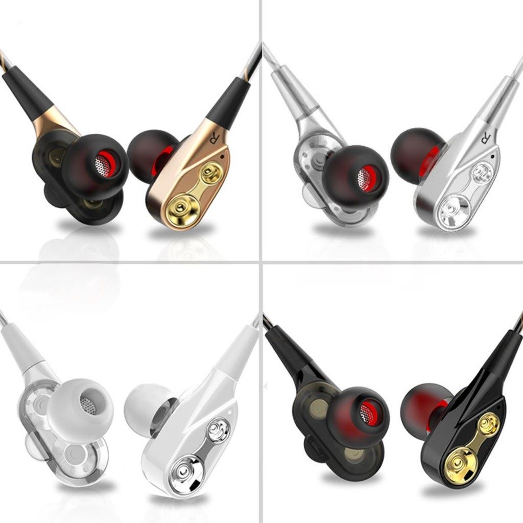 Tai Nghe có dây âm thanh hifi jack 3.5 mic đàm thoại, tai nghe lõi kép nhét tai 4 loa mini, 4 sợi cuốn loa supper bass siêu trầm cực mạnh đa năng đi phượt dùng cho mọi điện thoại giá rẻ 15k