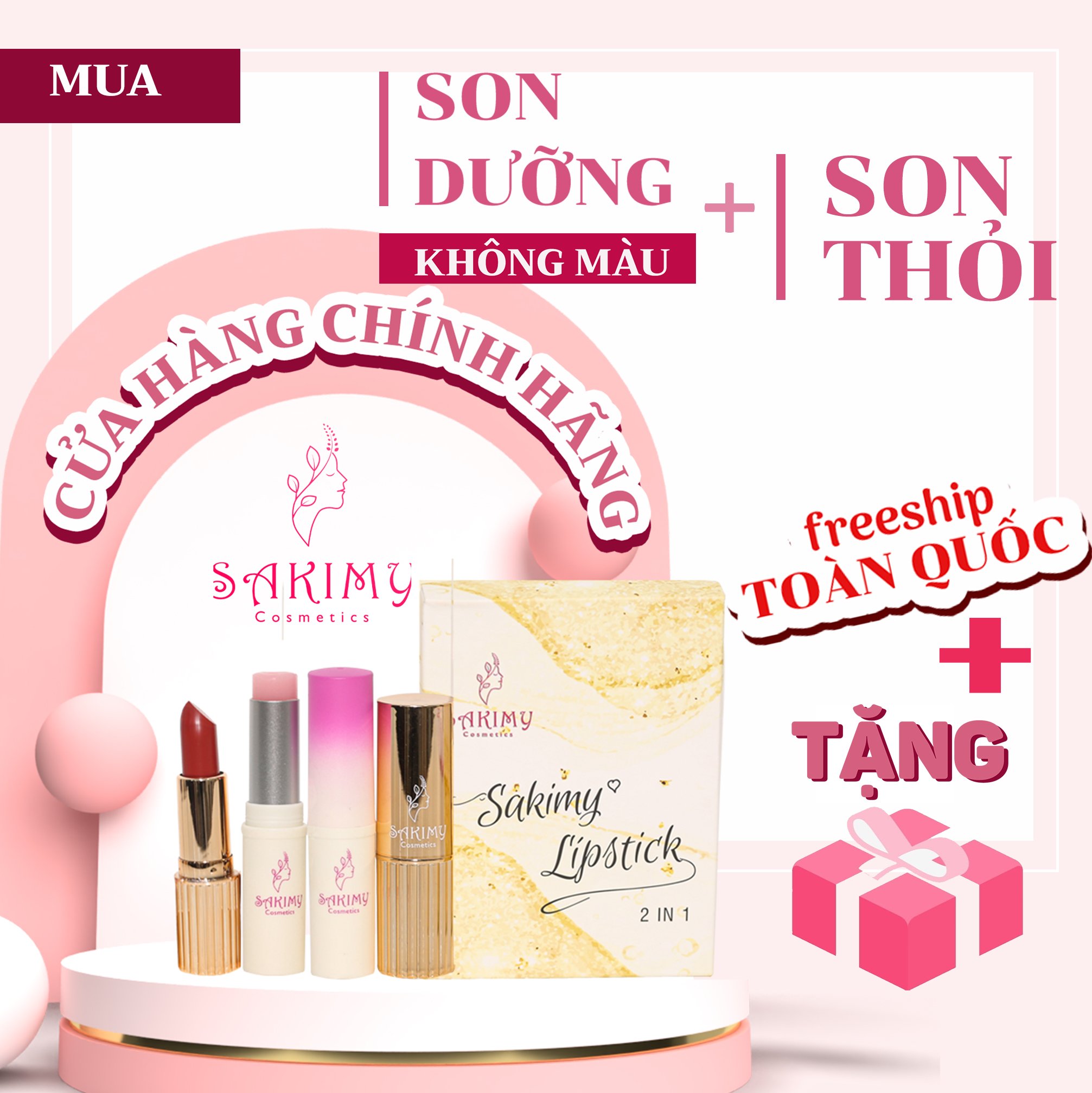 Sét Son Thỏi Siêu Lỳ + Son dưỡng mềm mịn môi Sakimy (hàng chính hãng)