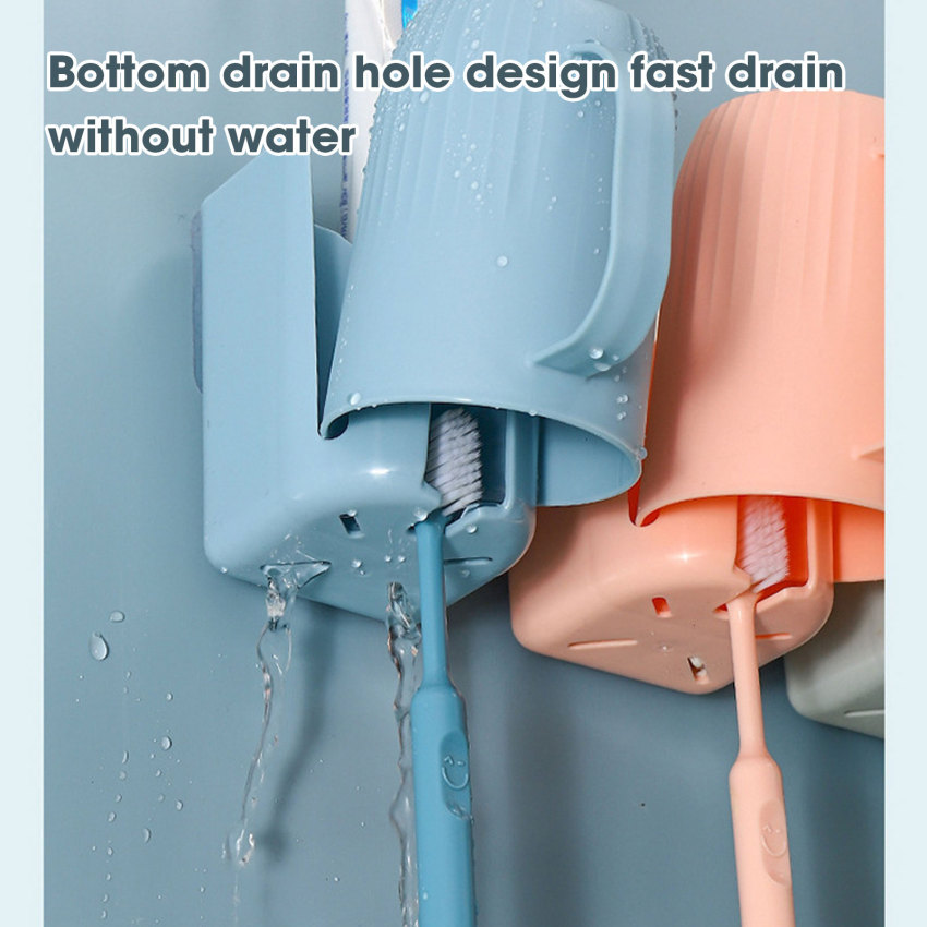 Toothbrush Shelf Tooth Cup Rack Wall-mounted Self-adhesive Drainage Rack Storage Rack Bathroom Accessories Rack Storage Supplies