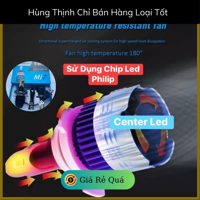 { Đại Lý Cấp 1 }Đèn pha led hiệu năng cao H4 Mi7