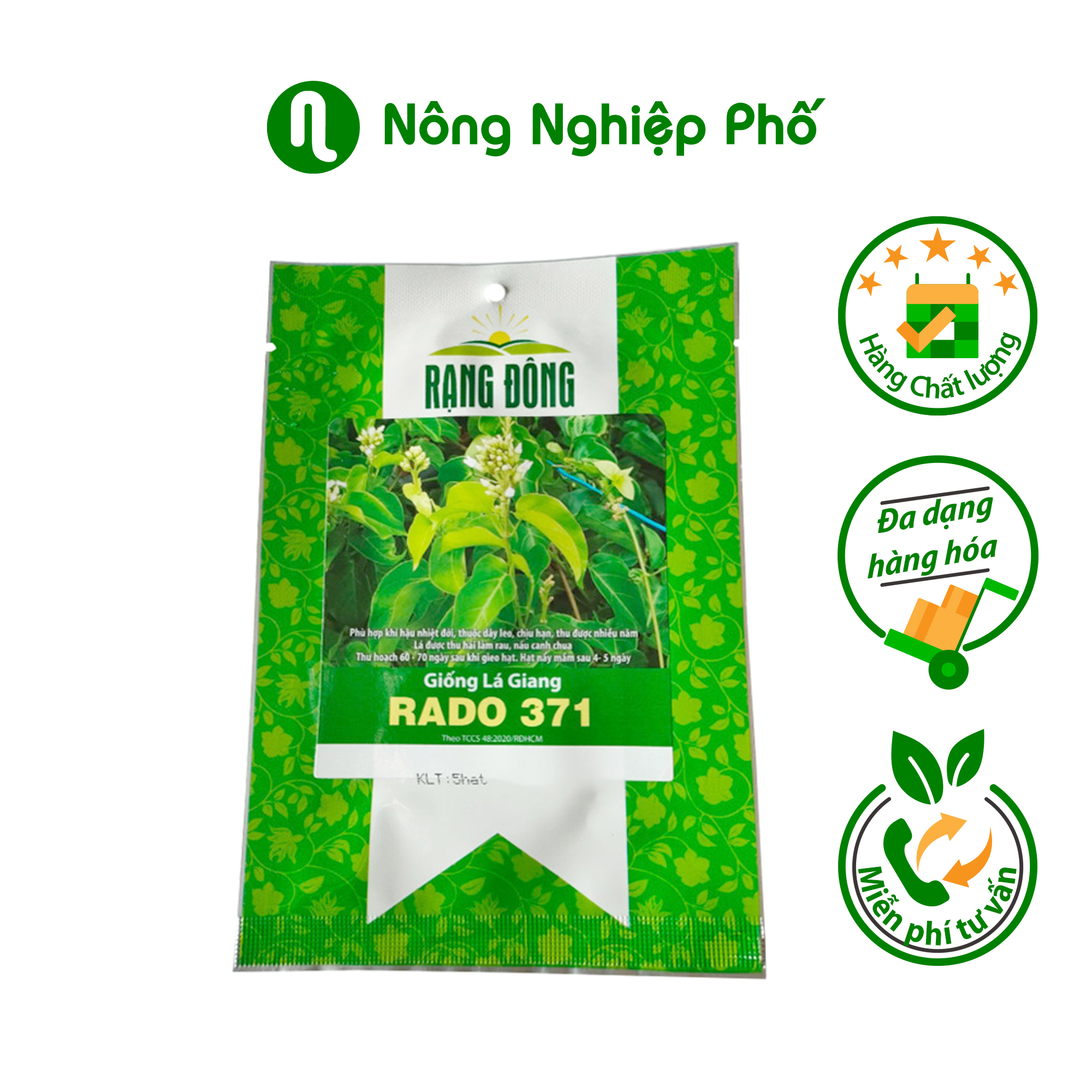 Hạt giống lá giang rado 371 rạng đông - gói 5 hạt - nông nghiệp phố