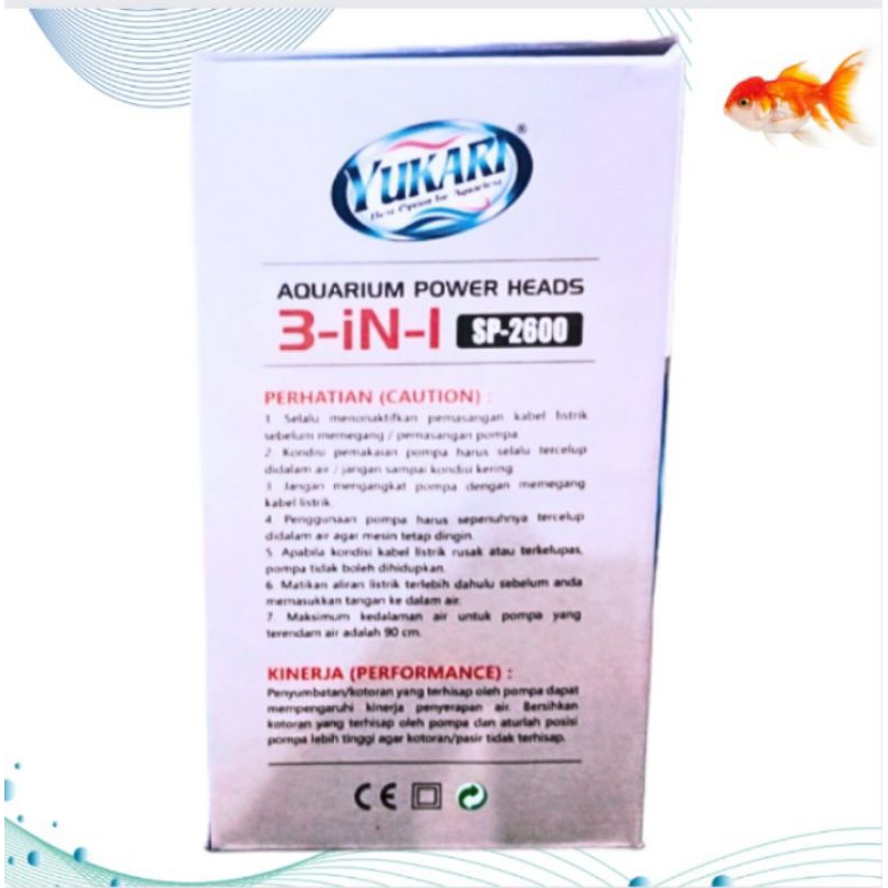 Pompa aquarium kolam kecil YUKARI SP 2600