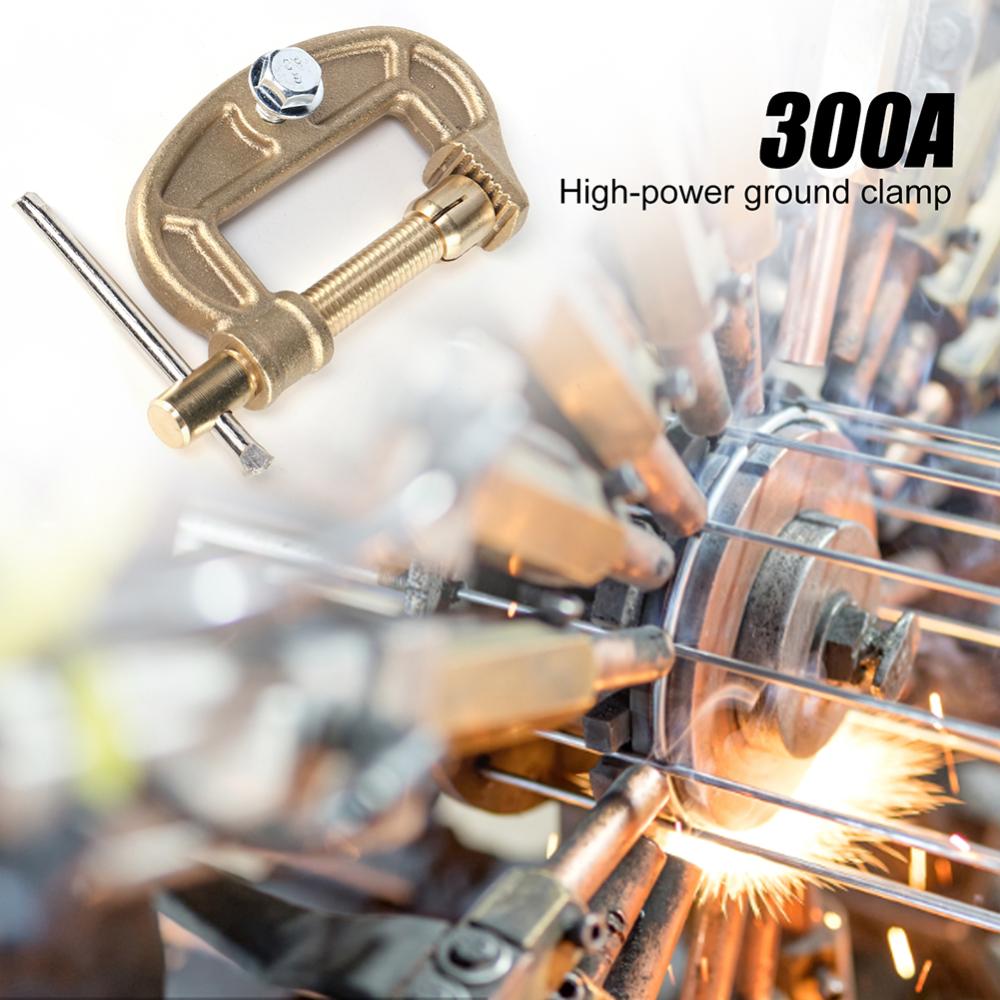300A Electrode Clamp High Power Brass Grounding Work Clamp G-shaped Ground Welding Earth Clamp Replacement for Argon Arc Welding Machine