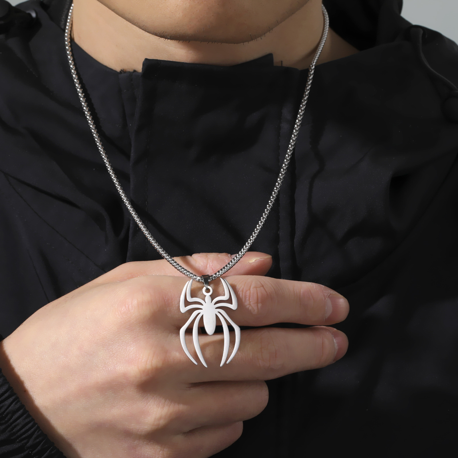 Kpop%20Stainless%20Steel%20Spider%20Pendants%20Chain%20Necklaces%20for%20Mens%20Silver%20Color%20Gold%20Color%20Pearl%20String%20Gothic%20Punk%20Halloween%20Jewelry%20-%20Image%2010