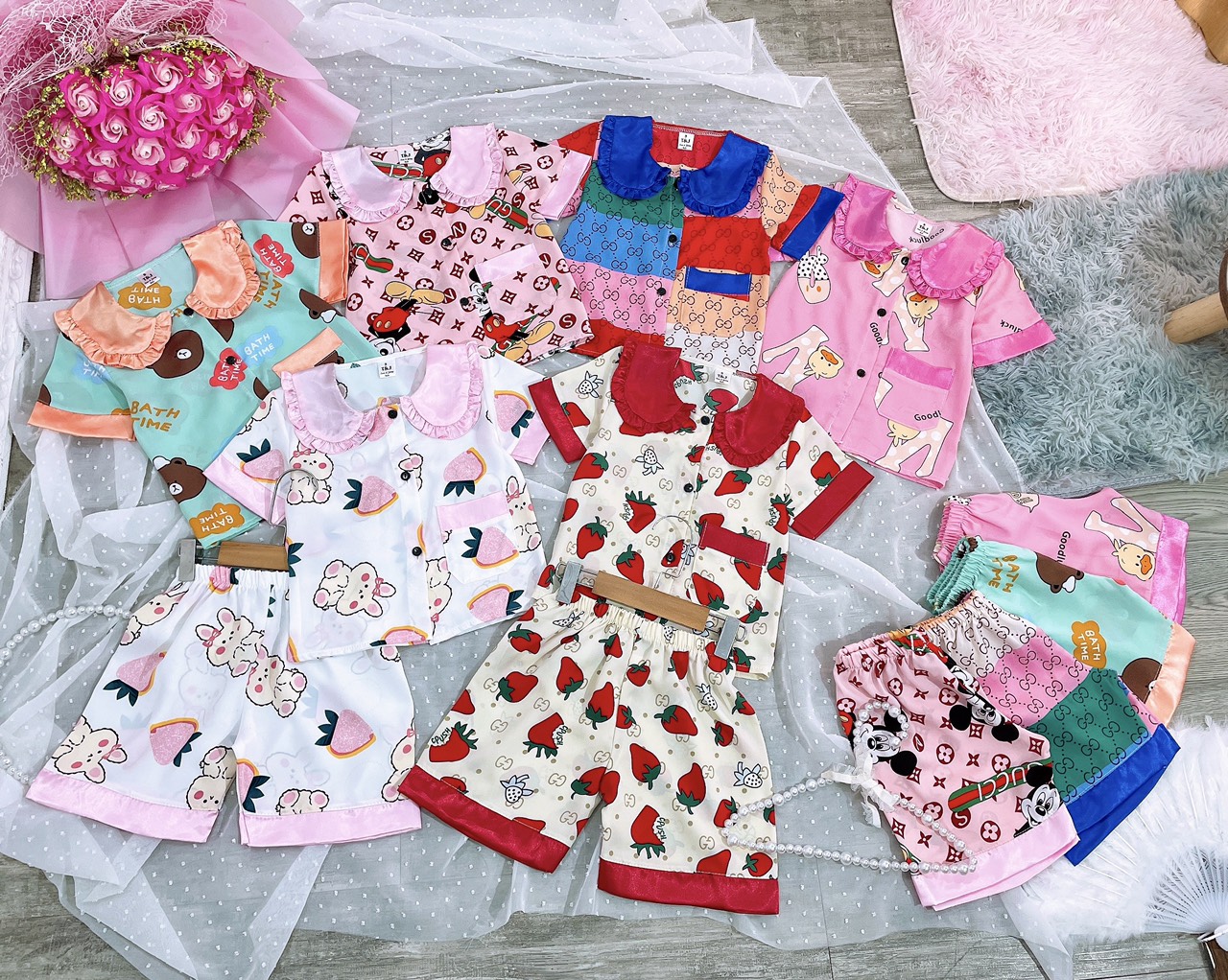 bộ pizama lụa mango sz 9-21kg