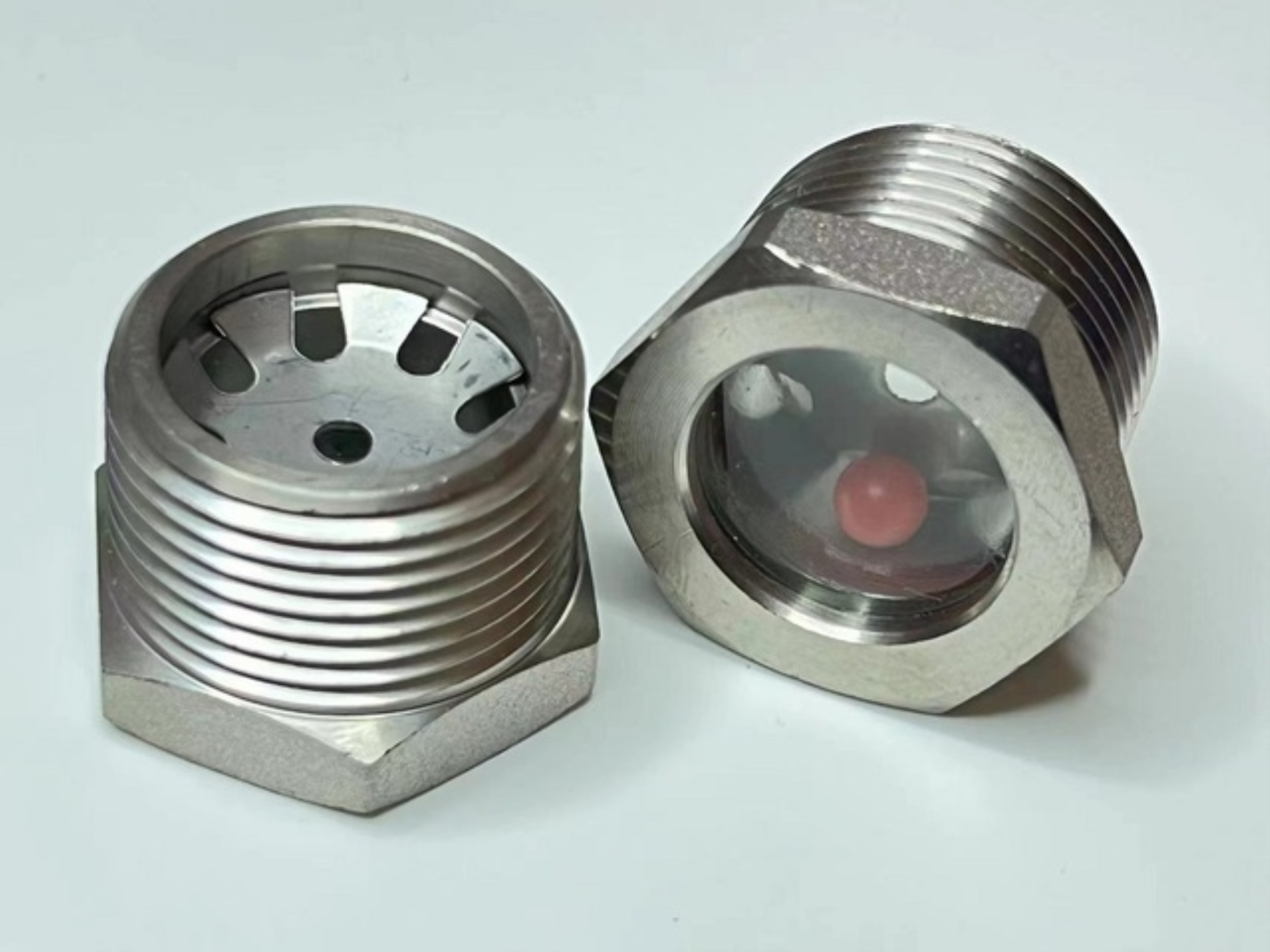 ✵❦● NPT With Reflector Floating Red Ball Fused Oil Sight Glass Oil Level Sight Window For Refrigeration Equipments Nickel Plated
