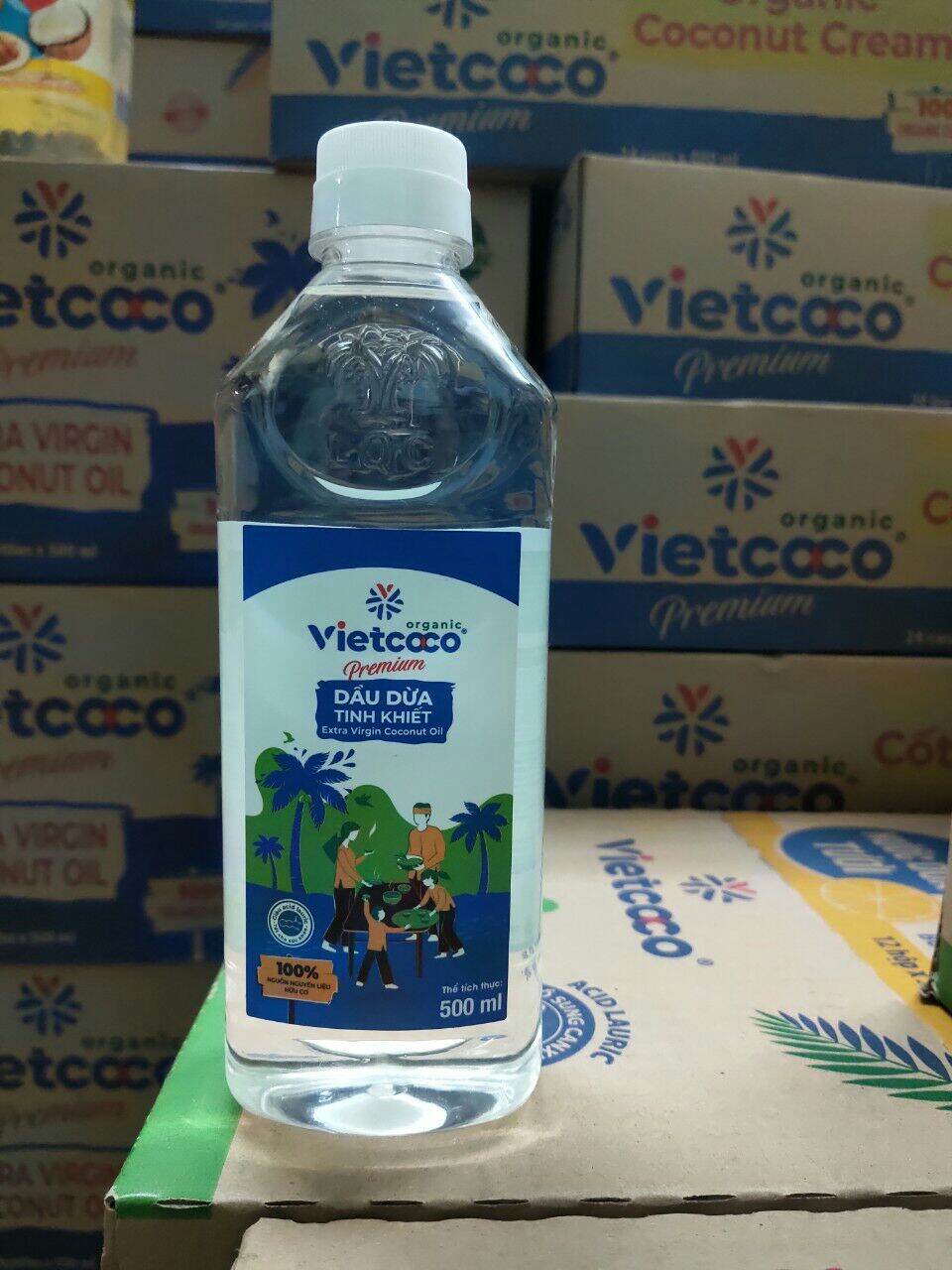Dầu dừa Organic Vietcoco ép lạnh nguyên chất 250ml, 500ml, 1lit. Nấu ăn, dưỡng Tóc, dưỡng Da...