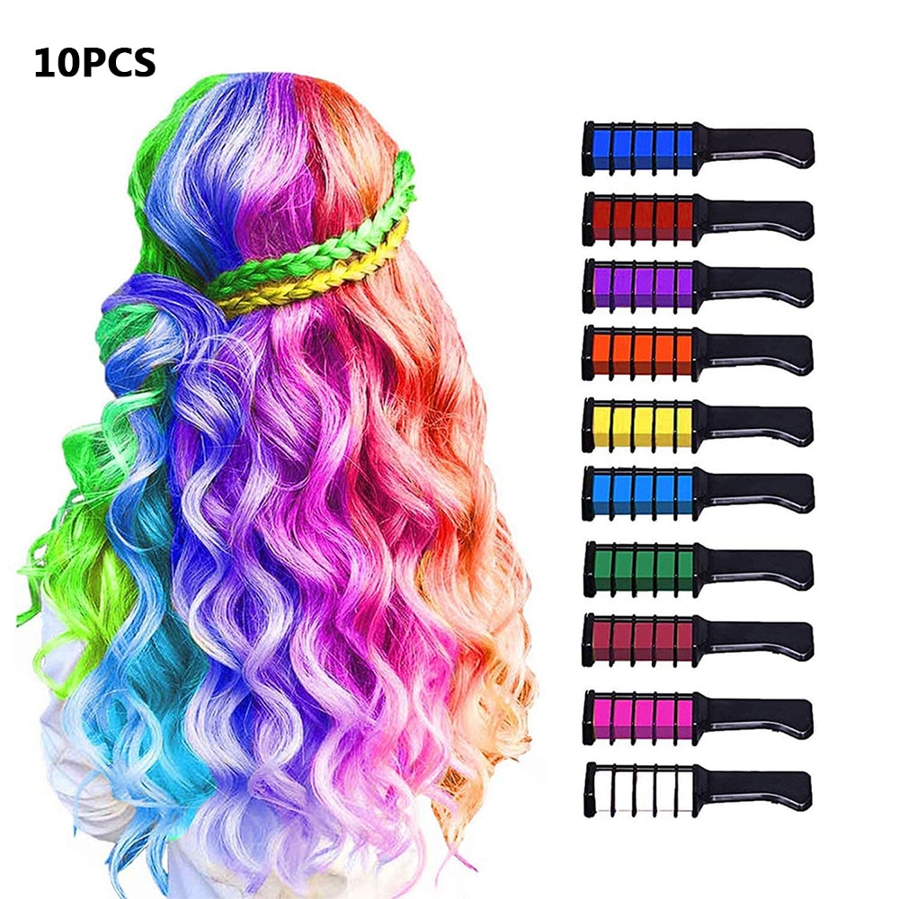 10 Color Hair Chalk for Girls Makeup Kit New Comb Temporary Washable Color  Dye for Birthday Halloween Christmas Toys for Kids 
