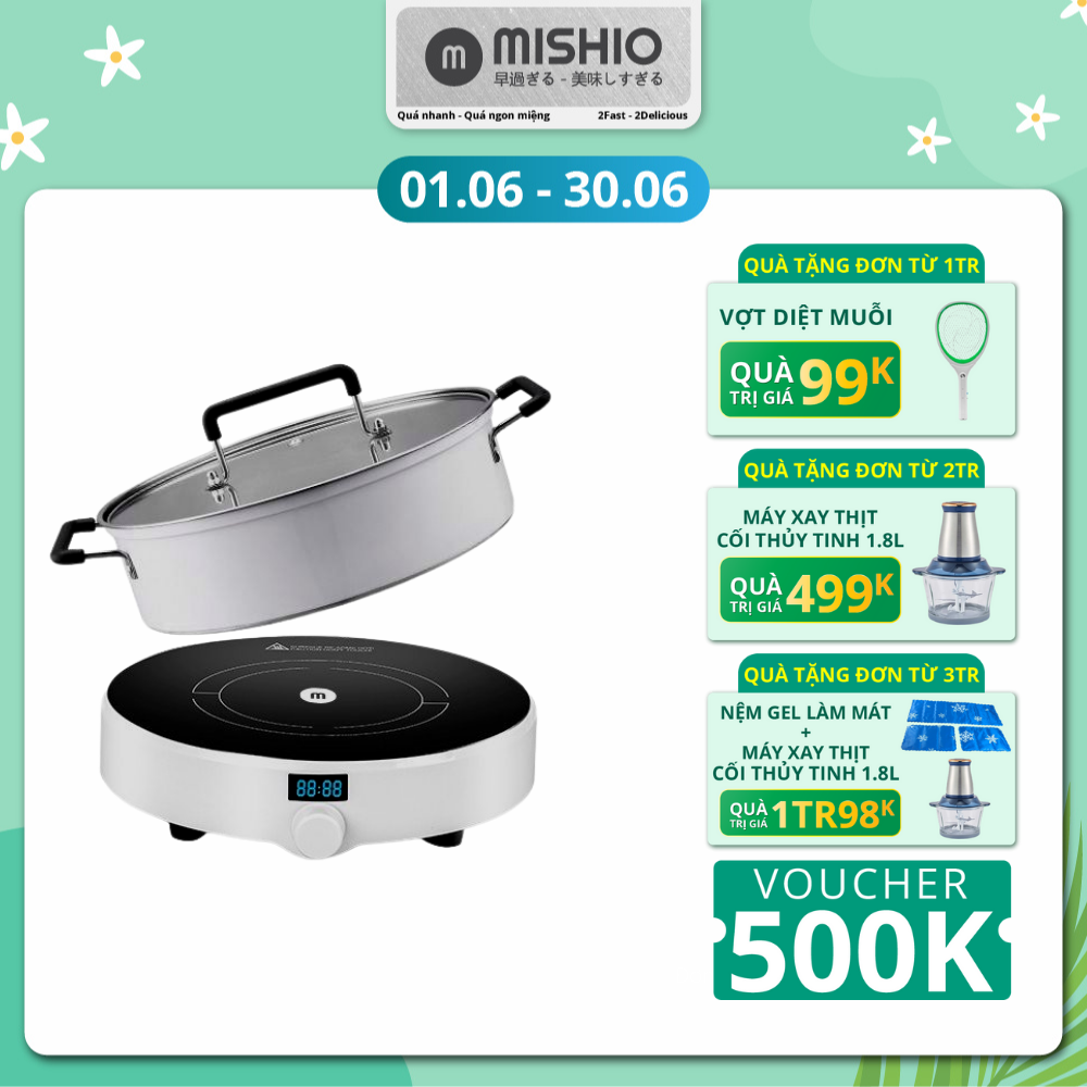 Bếp Điện Từ Đơn Mishio MK218 1500W kình chịu nhiệt tốt Tặng Kèm Nồi Lẩu thumbnail