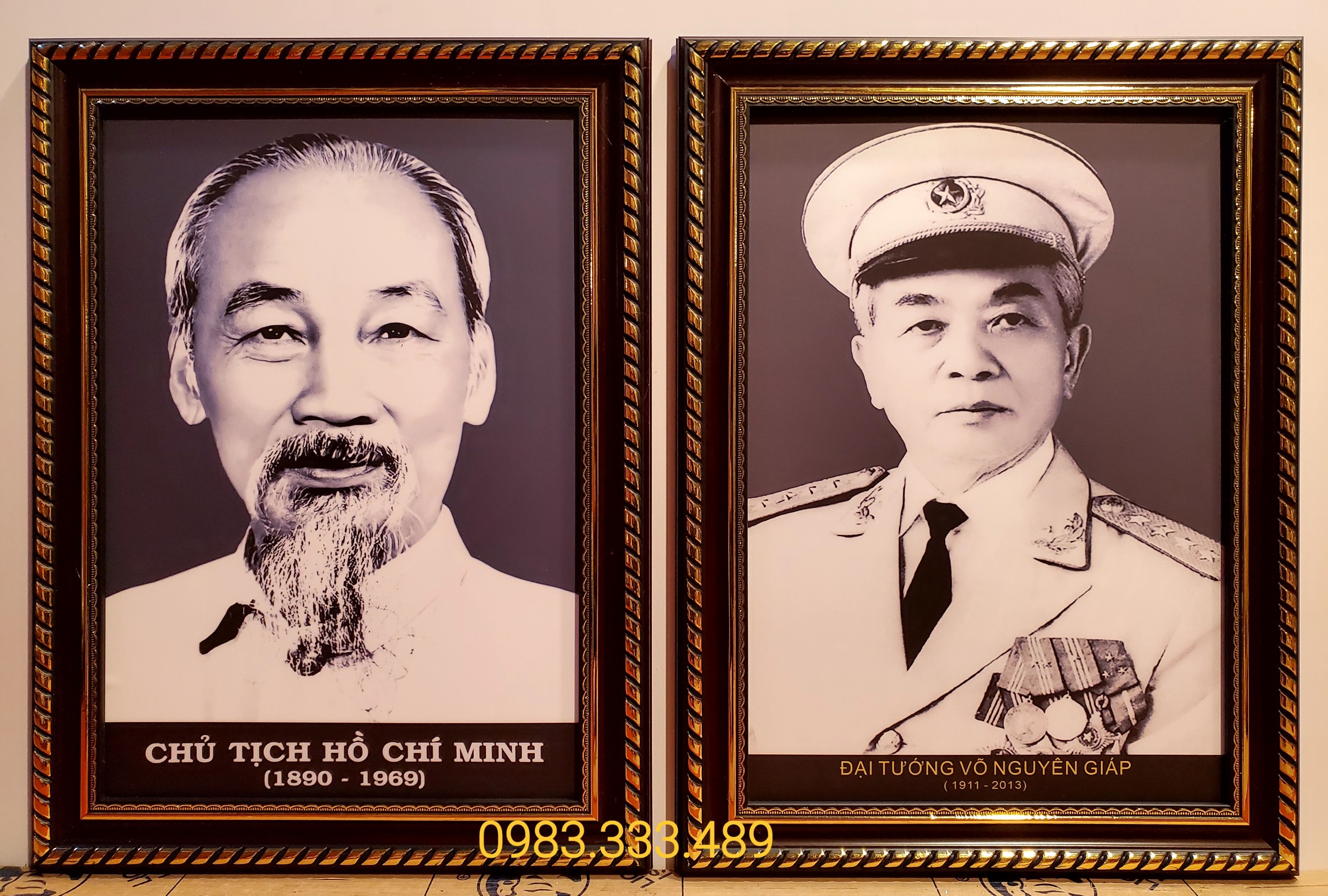 Ảnh in dầu chân dung bác hồ- bác giáp -a3
