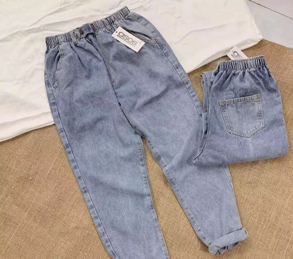 QUẦN BAGGY JEAN NỮ LƯNG THUN THỜI TRANG