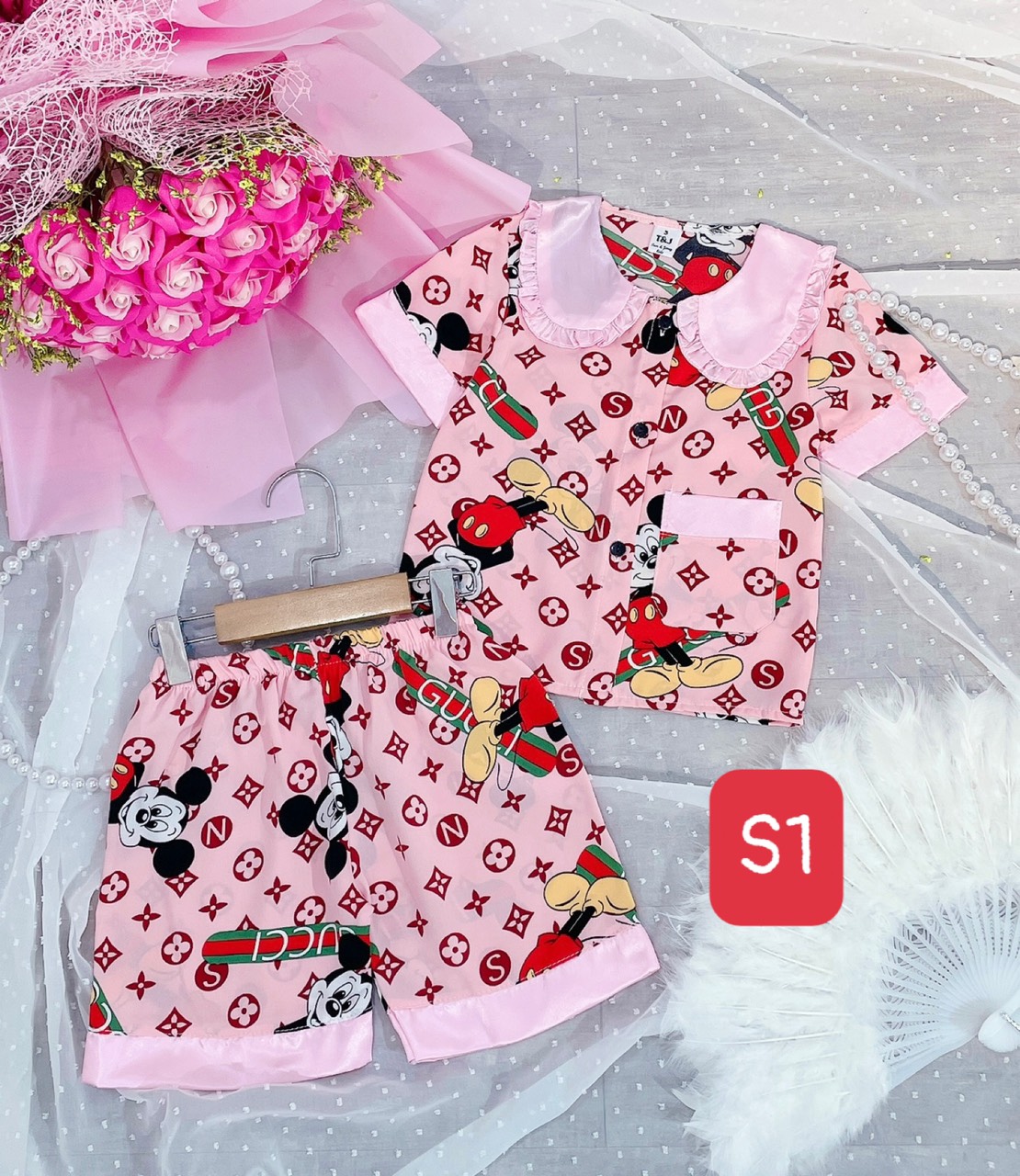 bộ pizama lụa mango sz 9-21kg