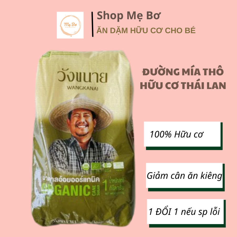 Đường organic thái lan wangkanai, đường mía thô hữu cơ 1kg organic-sugar-usda-eu-jas