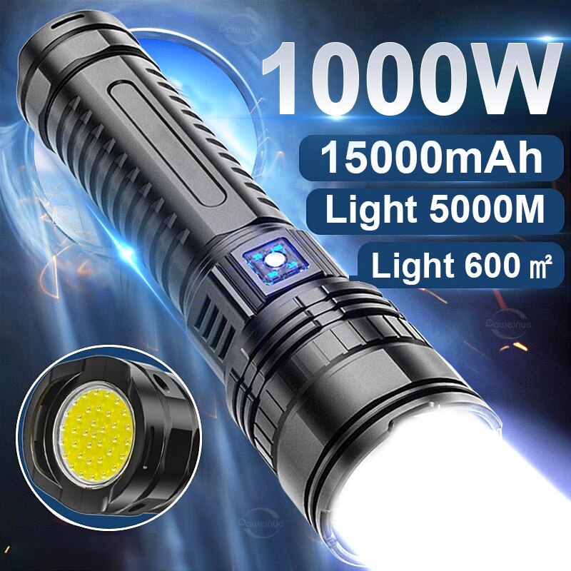 1000W High Power Led Flashlights Zoom 5000m Long Range Flash Light Usb Rechargeable Flashlight Ultra Powerful Led Torch
