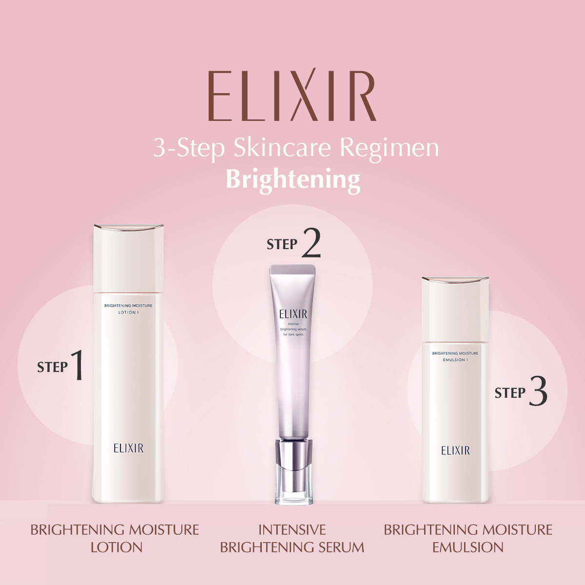 ELIXIR BRIGHTENING MOISTURE LOTION 3本セット Elixir Brightening Moisture Emulsion II 130ML (Expiry: Mar 2027