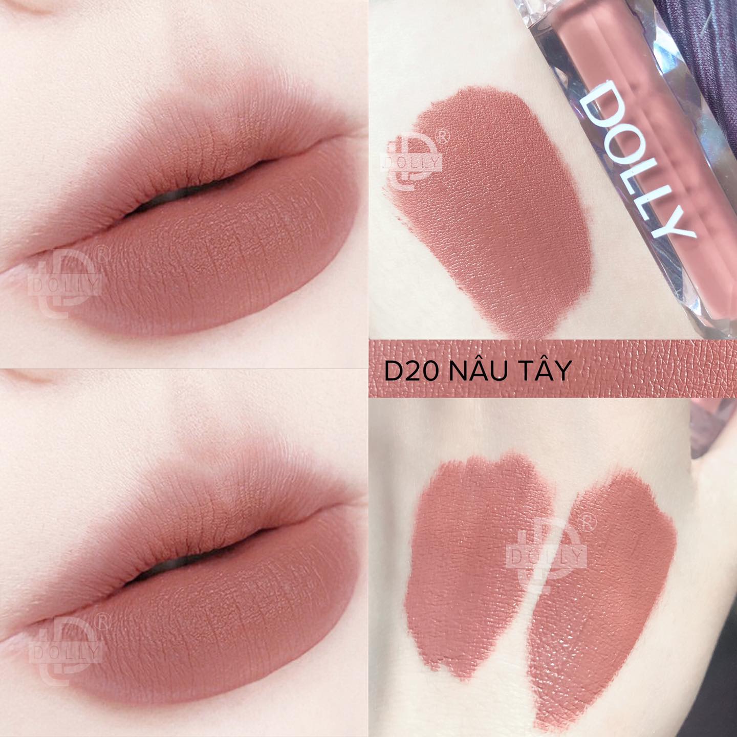 Son kem lì siêu mịn môi DOLLY DIAMOND [Màu Nâu tây]