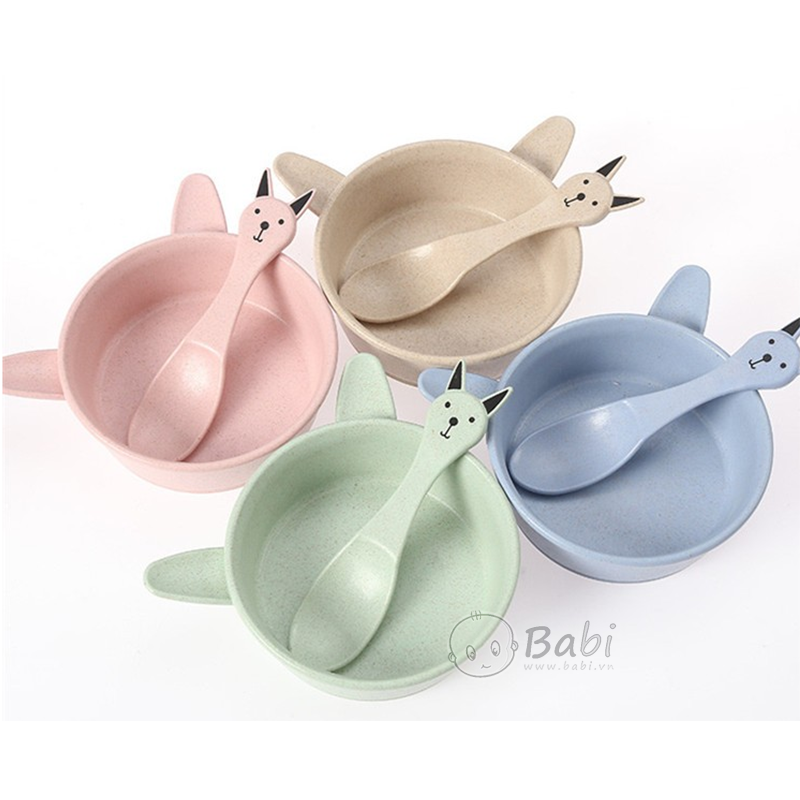 Bát ăn dặm kèm muỗng hình thú cho bé