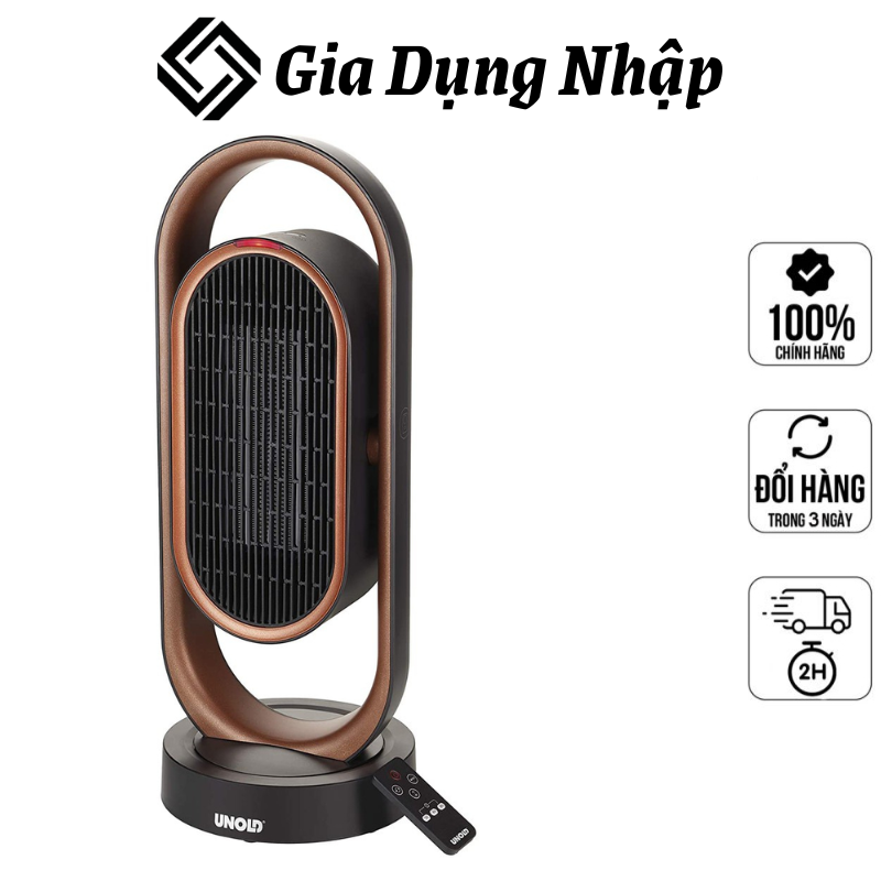 Unold 86535 ceramic fan, heater 3d, 1800 w, 80° oscillation, 45° tilt angle,tilt protection and remote control copper/black