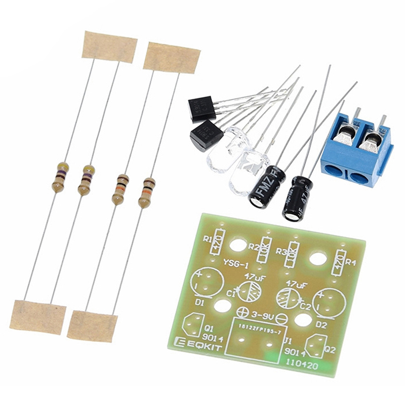 UNI Tự làm điện tử Kit 5 mét Led nhấp nháy mạch ánh sáng đơn giản LED nhấp nháy Flip Flop Bộ Hàn thực hành phần DC 3-9V