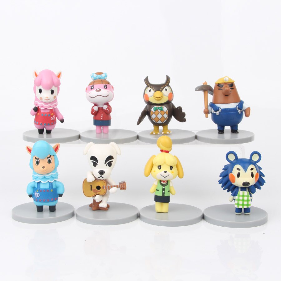 8pcs/set Game Animal Crossing: New Horizons Statue Figure Model Toys