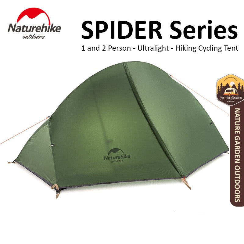 Naturehike 1.3kg SPIDER 1 and 2 Camping Tent 1 2 Person Upgraded Version  20D Silicon Outdoor Ultralight Backpack Tent Portable Hiking Cycling Tent  With Free Mat | Lazada PH