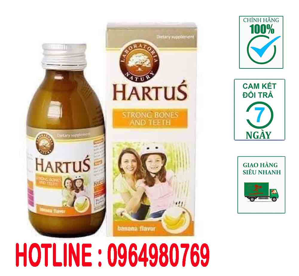 Hartus Canxi bổ sung vitamin D3, vitamin K, hấp thụ Canxi tối đa (Lọ 150ml)
