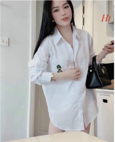 Áo sơ mi vịt mũ xanh hai mặt HT12