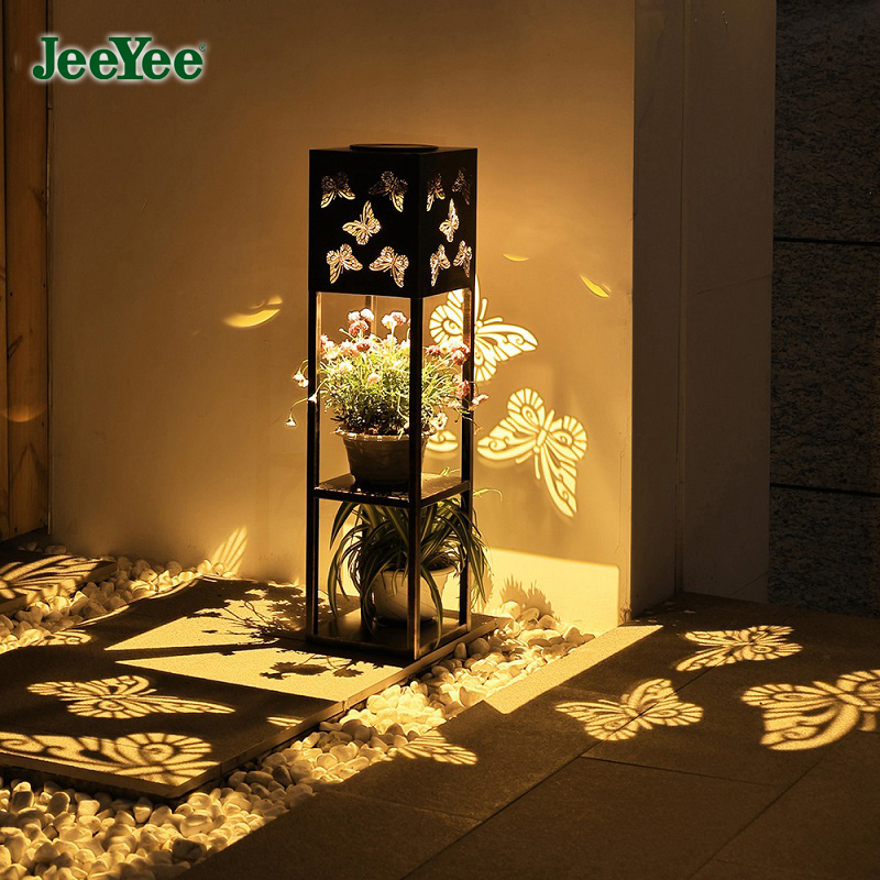 JeeYee Outdoor LED Solar Light Multifunction Flower Pot Stand Solar
