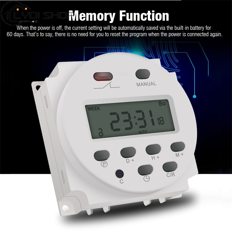 Dc 12v Lcd Digital Timer Programmable Time Week Date Display Energy-saving Timer With Memory Function