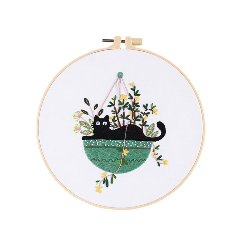 BFR1 Cat Embroidery Kit With Threads Needles Instruction Manual Cross Stitch Kits DIY Crafts Kits Suitable For Beginners