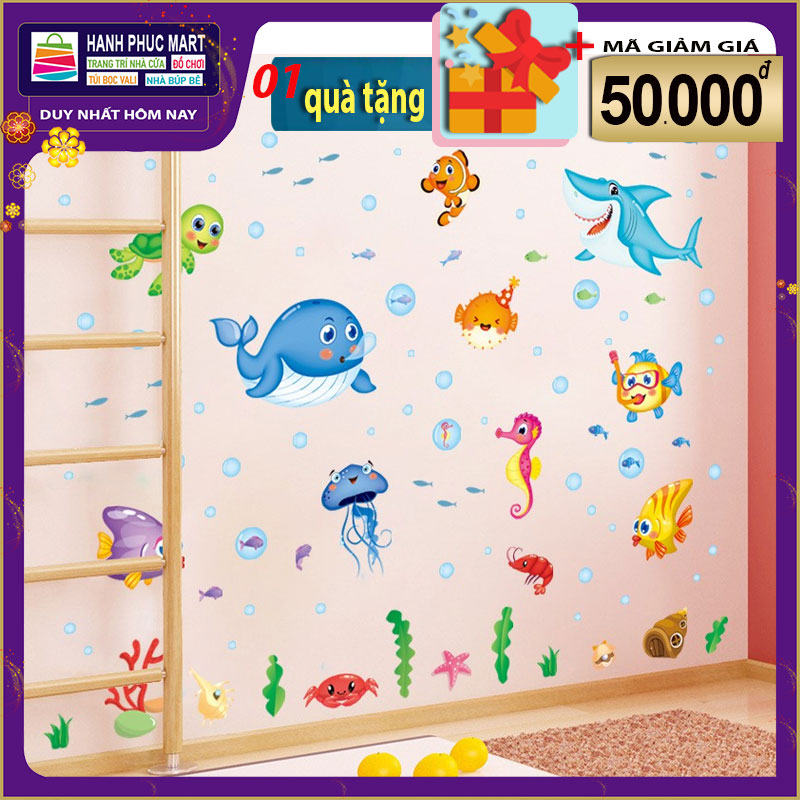 Decal dán tường - động vật biển -xl7206