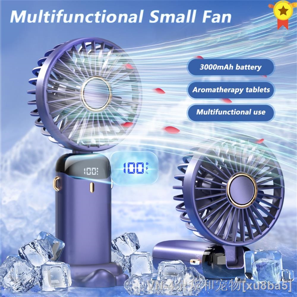【CC】♞▼㍿  2023 New Portable Display Handheld Fan Office Desktop Multifunctional Folding Headed Small Electric With A Neck